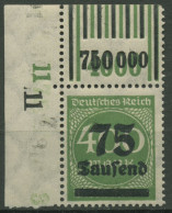 Deutsches Reich 1923 Walze 287 A W OR 2'9'2/1'5'1 Ecke Ob. Li. Postfrisch - Ungebraucht