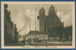 Prenzlau Markt Mit Marienkirche, Gelaufen 1927 (AK3595) - Prenzlau