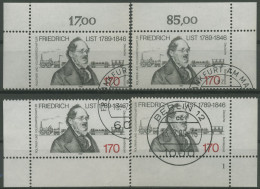 Bund 1989 200. Geburtstag Von Friedrich List 1429 Alle 4 Ecken Gestempelt (E687) - Usati