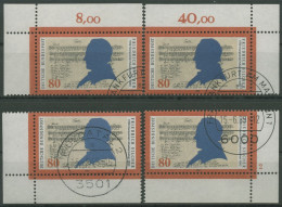 Bund 1989 200. Geburtstag Friedrich Schiller 1425 Alle 4 Ecken Gestempelt (E681) - Oblitérés