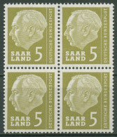 OPD Saarbrücken 1957 Bundespräsident Theodor Heuss 384 4er-Block Postfrisch - Ungebraucht