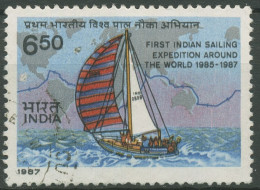 Indien 1987 Erste Indische Weltumseglung Segelschiff 1079 Gestempelt - Gebruikt