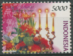 Indonesien 2001 Grußmarken Blumen Blumenbouquet Mit Kerzen 2107 Postfrisch - Indonesië