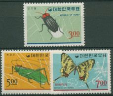 Korea (Süd) 1966 Tiere Insekten Käfer Schmetterling 552/54 Postfrisch - Korea, South