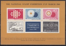 FINNLAND, Vignettenblock Mit Europamarken Zur Nat. Stamp Exhibition, London 1961 - Cinderellas