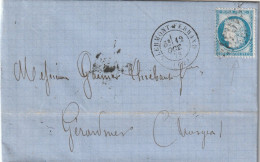 Lettre De Clermont Ferrand à Gérardmer LAC - 1849-1876: Klassik