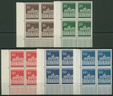 Bund 1966 Brandenburger Tor Bogenmarken 506/10 4er-Block Ecke 3 Postfrisch - Unused Stamps