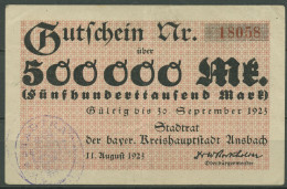 Ansbach 500000 Mark 1923, Keller 118 A, Gebraucht (K1648) - Sonstige & Ohne Zuordnung
