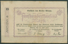 Adenau 500000 Mark 1923, Keller 13 G, Gebraucht, Mängel (K1657) - Other & Unclassified