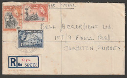 GOLD COAST - ENGLAND QEII 1/7 REGISTERED AIRMAIL RATE - Goudkust (...-1957)