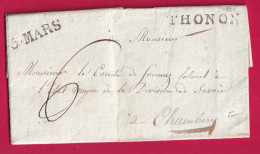 MARQUE SARDE THONON HAUTE SAVOIE 1824 POUR CHAMBERY SAVOIE LETTRE - 1801-1848: Vorläufer XIX