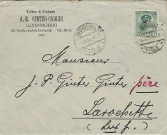 Luxembourg - Luxemburg -  Lettre   -  1924  -  A.-B.  Ginter - Carlin , Luxembourg  -  Adressé à M. J.P. Ginter , Laroch - 1921-27 Charlotte De Frente