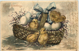 Easter Greetings - Prägekarte - Pâques