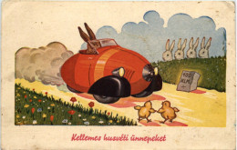 Ostern - Kellemes Husveti - Hase Mit Auto - Pâques