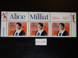 2024 FRANCE HAUT DE FEUILLE ILLUSTRÉ DE 3 TIMBRES À 1,29 EURO " ALICE MILLIAT 1884 - 1957 "  Neuf** SPORT FÉMININ - Neufs