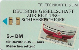 Germany - D. Ges. Z. Rettung Schiffbrüchiger 2 - O 0102B - 05.1992, 6DM, 3.000ex, Mint - O-Serie : Serie Clienti Esclusi Dal Servizio Delle Collezioni