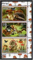 Tajikistan 2023 . Mushrooms (Butterflies , Hedgehog , Frog, Squirrels) . 3v. - Tajikistan