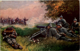 Maschinengewehr In Feuerstellung - Feldpost - War 1914-18