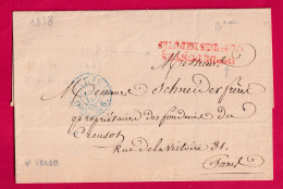 FRANCHISE Bau DE POSTES CHAMBRE DES DEPUTES PARIS CACHET TAXE 15C BLEU POUR PARS 1838 LEVEE DP AU DOS  LETTRE - 1801-1848: Precursori XIX