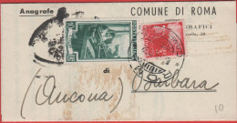 ITALIA - Storia Postale Repubblica - 1952 - 10 Italia Al Lavoro + 3 Democratica - Corrispondenza Tra Sindaci - Comune - - 1946-60: Poststempel