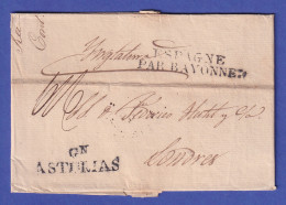 Spanien Vorphila-Brief Mit Zweizeiler GN ASTURIAS Und ESPAGNE PAR BAYONNE 1826 - Autres - Europe