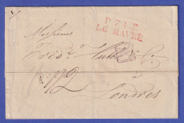 Frankreich Vorphila-Brief Mit Zweizeiler LE HAVRE Gelaufen Nach London 1827 - Sonstige - Europa