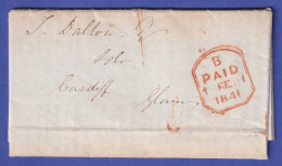 England Vorphila-Brief Mit PAID-O 1841 Von London Nach Cardiff - Otros - Europa