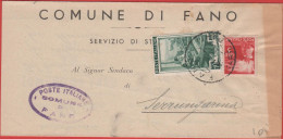 ITALIA - Storia Postale Repubblica - 1951 - 10 Italia Al Lavoro + 3 Democratica - Corrispondenza Tra Sindaci - Comune - - 1946-60: Poststempel