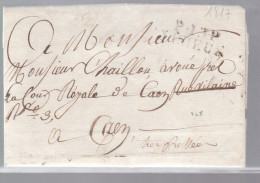 Lettre Dite Précurseurs  Sur Enveloppe  S.C    Année 1817  Destination Caen   P. 13.P Lisieux - 1801-1848: Precursori XIX