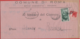 ITALIA - Storia Postale Repubblica - 1952 - 10 Italia Al Lavoro + 3 Democratica - Corrispondenza Tra Sindaci - Comune - - 1946-60: Storia Postale