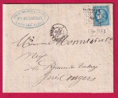 N°46B AMBULANT NANTES A PARIS POUR ANGERS TRELAZE BUREAU DE PASSE 99 AU DOS MAINE ET LOIRE LETTRE - 1849-1876: Periodo Classico