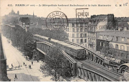 PARIS - Le Métropolitain Boulevard Rochechouard Et La Butte Montmartre - Très Bon état - Paris (18)