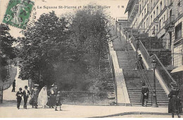 PARIS - Le Square Saint Pierre Et La Rue Muller - Très Bon état - Arrondissement: 18