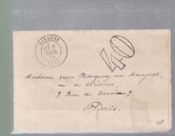 Lettre Dite Précurseurs  Sur  Lettre Cachet Sardent  1875   Destination Paris  Taxe 40 - 1801-1848: Precursores XIX