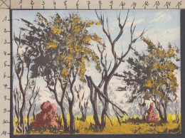 130959/ Paysage Africain, Petite Peinture Sur Papier, Signée KYS - Sonstige & Ohne Zuordnung