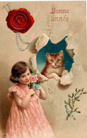 Chat Et Fillette - Cat And Child-  Meisjes Met  Poesje -katze Mädchen- Reliëf - Katten