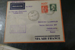 LE BOURGET-TOULOUSE CASABLANCA  1936  ENTIEREMENT TRANSPORTE  PAR AVION - First Flight Covers