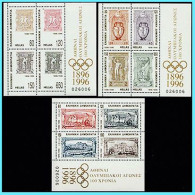 GREECE-GRECE- HELLAS 1996: 100 Years Olympic Games Miniature Sheets Compl. Set ​MNH** - Unused Stamps