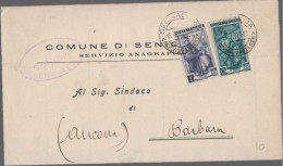 ITALIA - Storia Postale Repubblica - 1952 - 1 + 12 Italia Al Lavoro - Corrispondenza Tra Sindaci - Comune - Viaggiata Da - 1946-60: Poststempel