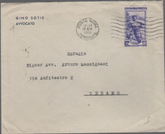 ITALIA - Storia Postale Repubblica - 1951 - 20 Italia Al Lavoro (Isolato) - Lettera - Avv. Gino Sotis - Viaggiata Da Rom - 1946-60: Marcofilia