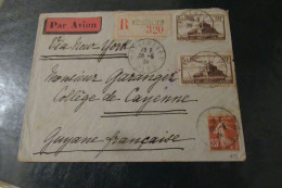 Via New - York Lettre Recommandée 28 06 1934 De VOISINLIEB POUR CAYENNE - Premiers Vols