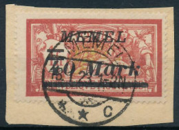 MEMEL 1922 Nr 116 Zentrisch Gestempelt Briefstück Gepr. X41EA36 - Memelland 1923