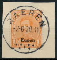 BELGISCHE BES.-POST EUPEN Nr 1 Zentrisch Gestempelt Briefstück X42617A - Occupation 1914-18