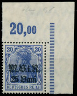 BES. 1WK D-MV RUMÄNIEN Nr 6b POR Postfrisch Ungebraucht ECKE-ORE X42D626 - Occupation 1914-18