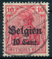 BES. 1WK LANDESPOST BELGIEN Nr 14cII Gestempelt Gepr. X4350CA - Occupation 1914-18