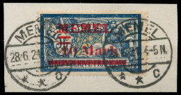 MEMEL 1921 Nr 38aI Zentrisch Gestempelt Briefstück Gepr. X447A56 - Memel (Klaïpeda) 1923