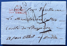 Lettre 2 JANV 1809 Marque Rouge " 75 / LA MOTTE STE HERAYE " Le Ministre Des Cultes à PARIS - 1801-1848: Precursori XIX