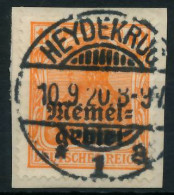 MEMEL 1920 GERMANIA Nr 14 Zentrisch Gestempelt Briefstück Gepr. X472EE6 - Klaipeda 1923