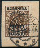 MEMEL 1923 Nr 128 Zentrisch Gestempelt Briefstück Gepr. X4788FE - Memel (Klaipeda) 1923