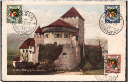 Vaduz 27.X.1927 /W4 -W6, Mi.75-77. Geburt. Johann II / Schloss Vaduz / C.M. C. 150.- - Cartas & Documentos